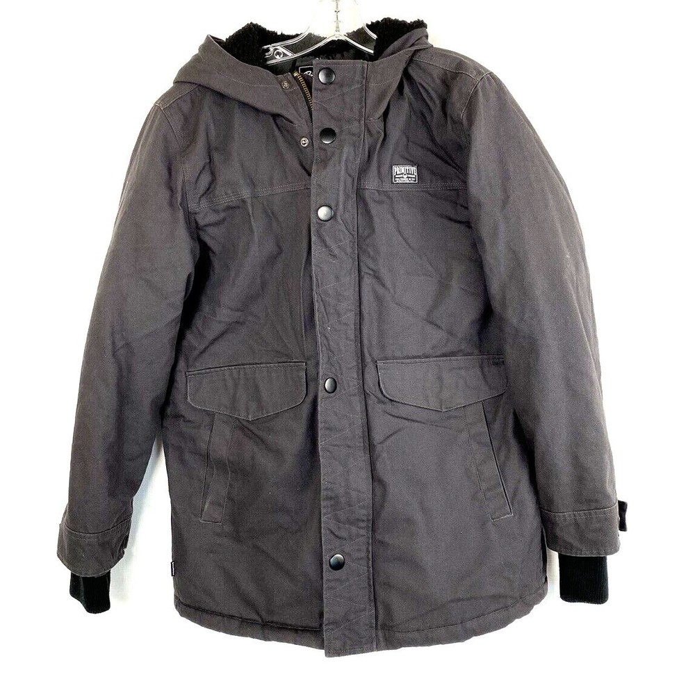 Primitive Skateboarding Jacket Men’s Medium Hooded Canvas Full Zip Button Lined